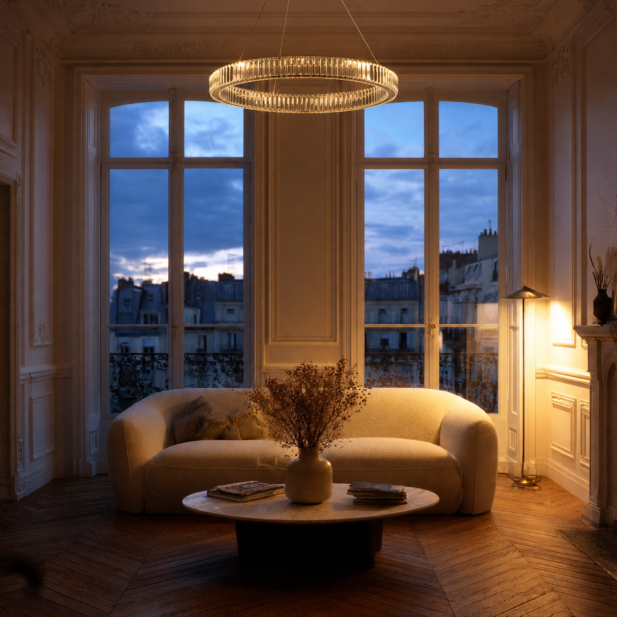Le Saturne — Laiton brossé, lustre sculptural Orléune